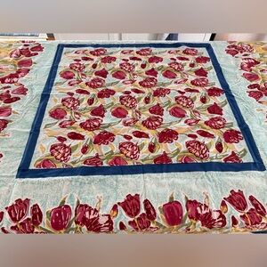 Floral Dining Tablecloth - Red and Blue